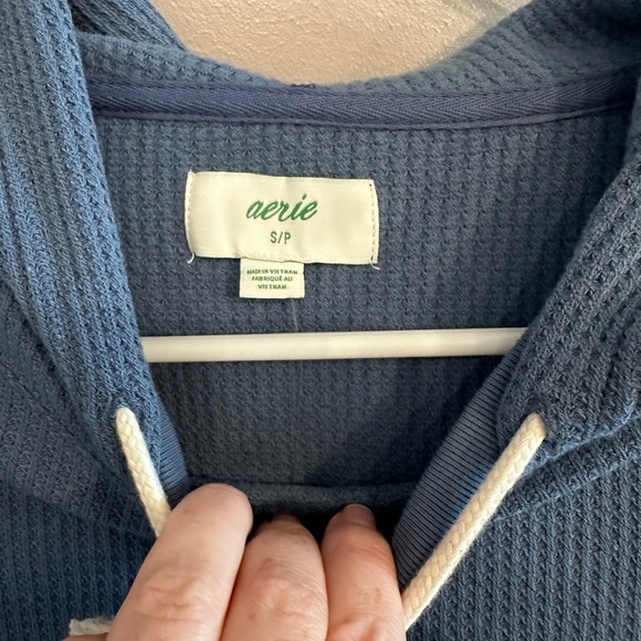 Aerie Cozy Waffle Hoodie Blue Size S - Picture 4 of 7